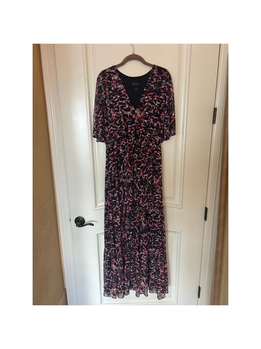 Women's DONNA MORGAN Black Pink Abstract Print Maxi Dress Size 14 - Picture 5 of 6